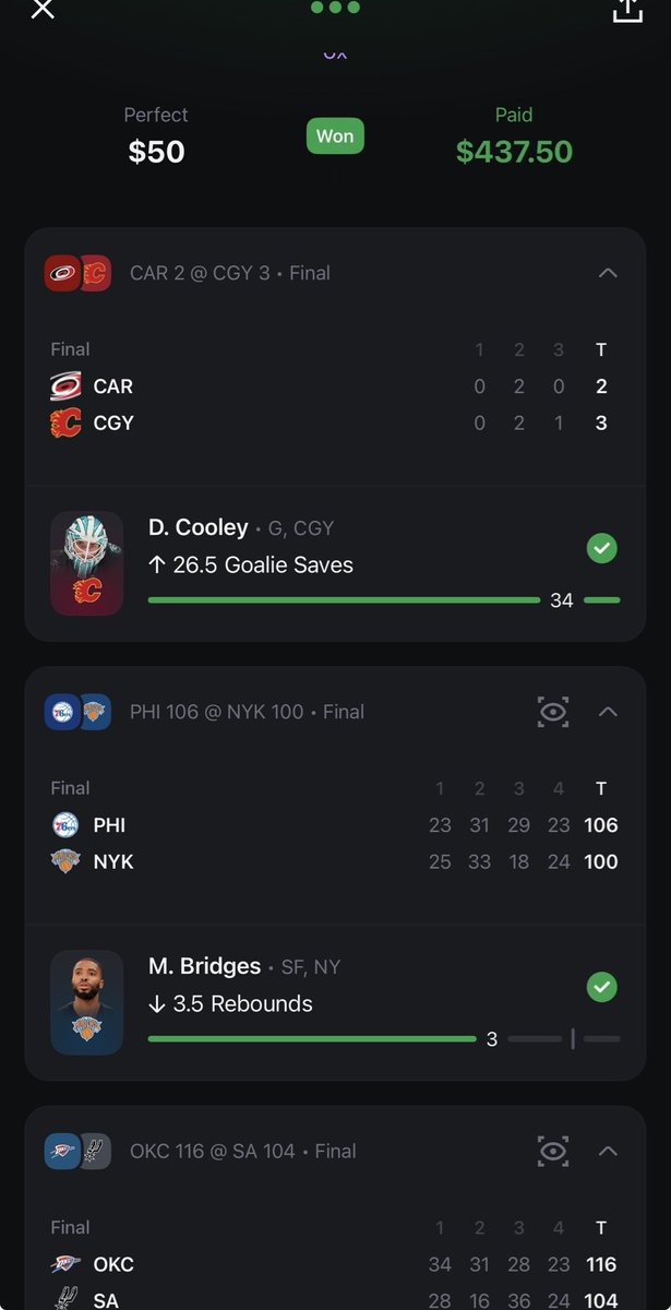 UseCrossing's tweet photo. Big 50> 437.50$ thanks to @Auto_DFS for helping me find the best lines code “cross” for 25% off https://t.co/Qj01Ghfnle