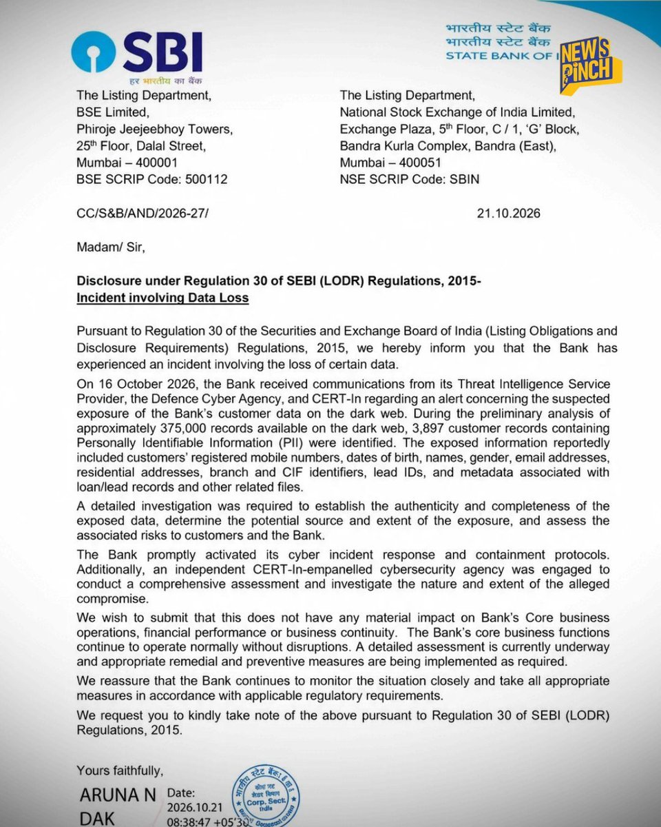guptaJitan10's tweet photo. Statement : SBI has told the stock exchanges about its data breach, but not the customers whose data was leaked
#sbi 
#dataleaksbi https://t.co/tyzOm3nkxf