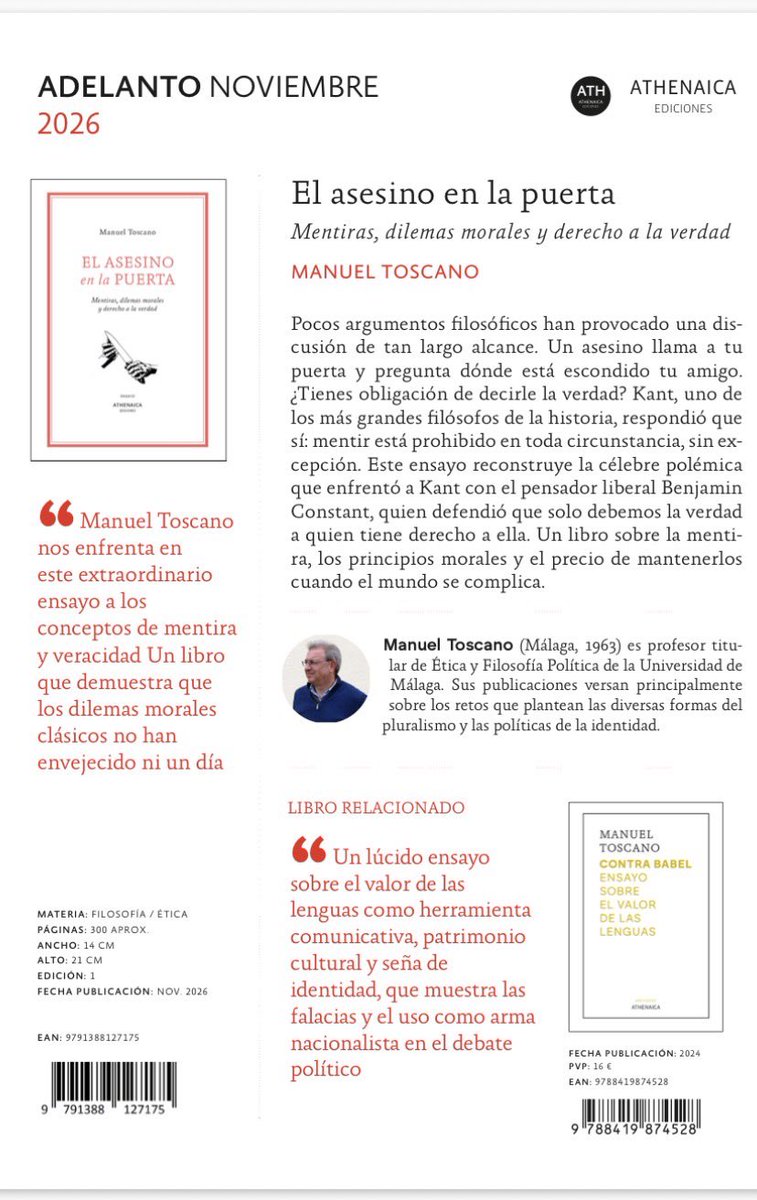 mtscano's tweet photo. Ya está anunciado El asesino en la puerta en la web de @athenaica. https://t.co/QP0DaKH9P3