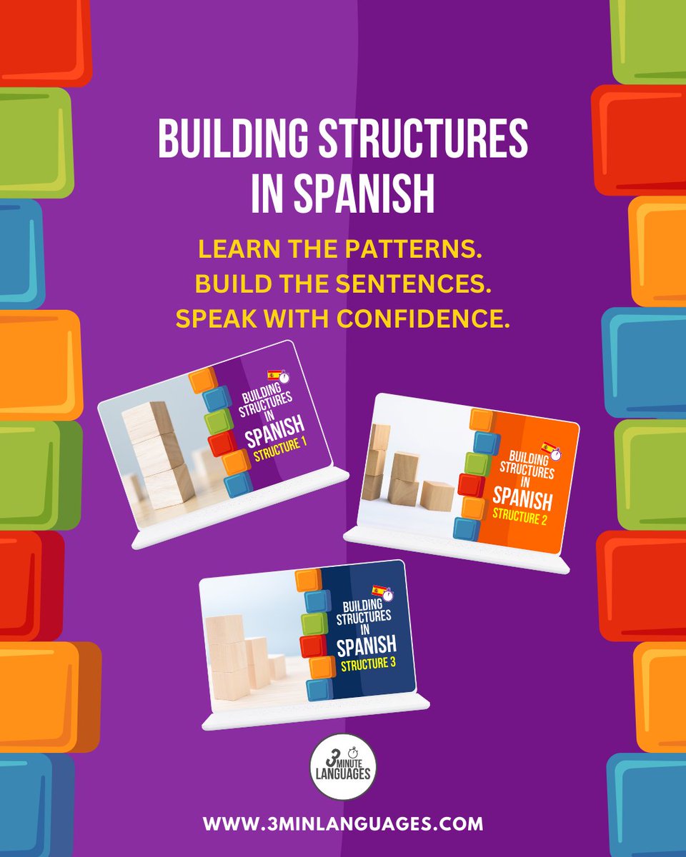 3MLanguages's tweet photo. Hola 🙂🇪🇸

My Building Structures in Spanish series helps you build real sentences from day one with reusable patterns you can mix and match.

Explore the series 👉 https://t.co/VJOoctLvZZ 

All my Spanish courses: https://t.co/OqkdEn4lb0 https://t.co/Ce4VooGmDW