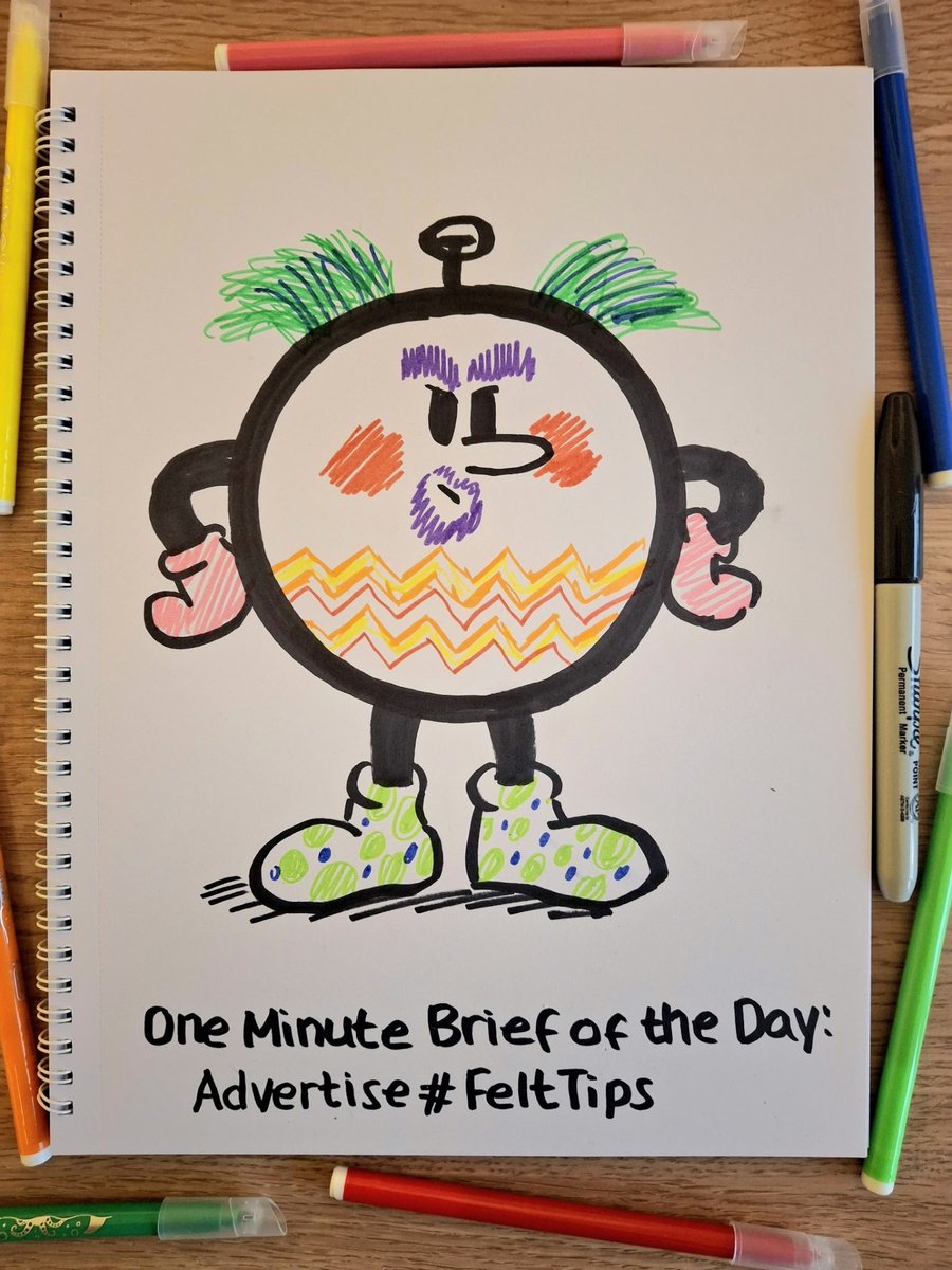 OneMinuteBriefs's tweet photo. One Minute Brief of the Day - 21/10/26
Create posters to advertise #FeltTips

💡 Enter today’s brief on X and/or LinkedIn to feature on our daily Facebook Round-Up.

📲 You can also share submissions on Insta via posts & stories.

* Notes/Scribbles/Designs all welcome. 
* Enter as many times as you like.
* Remember to add your name/handle in the top-left corner. 

🔄 Likes/Reposts appreciated. Sharing is caring. 

⏱️ Deadline 6pm BST

The daily creative competition for quick-thinkers, advertising creatives, copywriters, graphic designers and marketing enthusiasts…

Everyone’s welcome. 👋