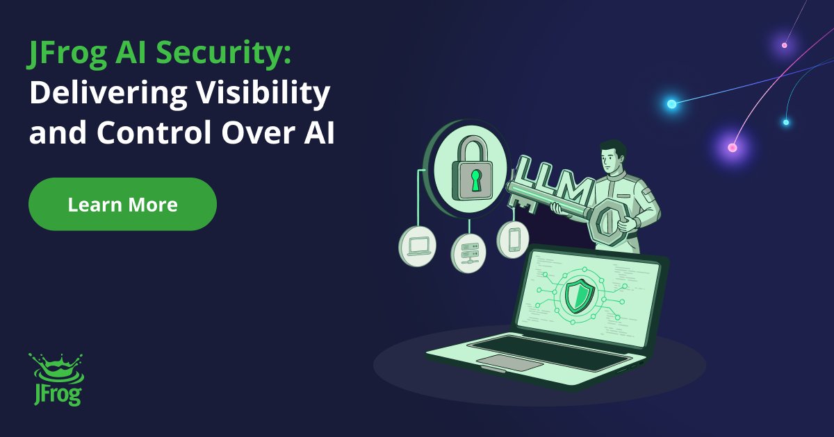 jfrog's tweet photo. JFrog’s new Local Shadow AI Detection extends visibility to where developers actually work: detecting #AI assets as they land on the developer’s machine, scanning on the local device, and cross-referencing every asset against what is approved in the JFrog Platform.

If your security coverage starts at the repository, you are already too late. Get full visibility from laptop to production.

Learn more: https://t.co/Mrzg4RGDyn

#AISecurity #AgentSecOps #DevSecOps #SoftwareSupplyChain #AIGovernance #swampUP