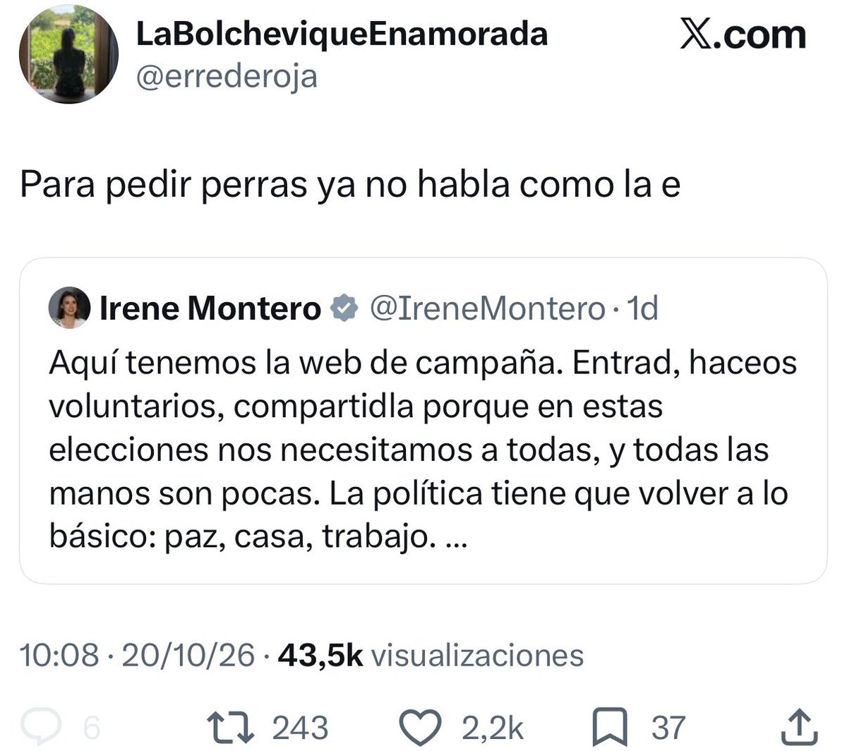 mejoreszasca's tweet photo. ZASCA !!!!!!!!! de @errederoja a @IreneMontero https://t.co/2cHLW8Eo6P