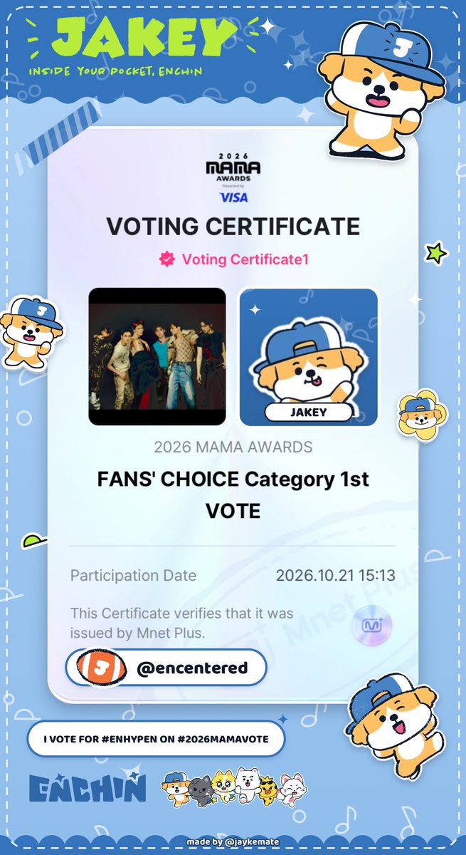 encentered's tweet photo. day 10 voting proofs! #2026MAMAVOTE #ENHYPEN https://t.co/NHUEBFrBf7