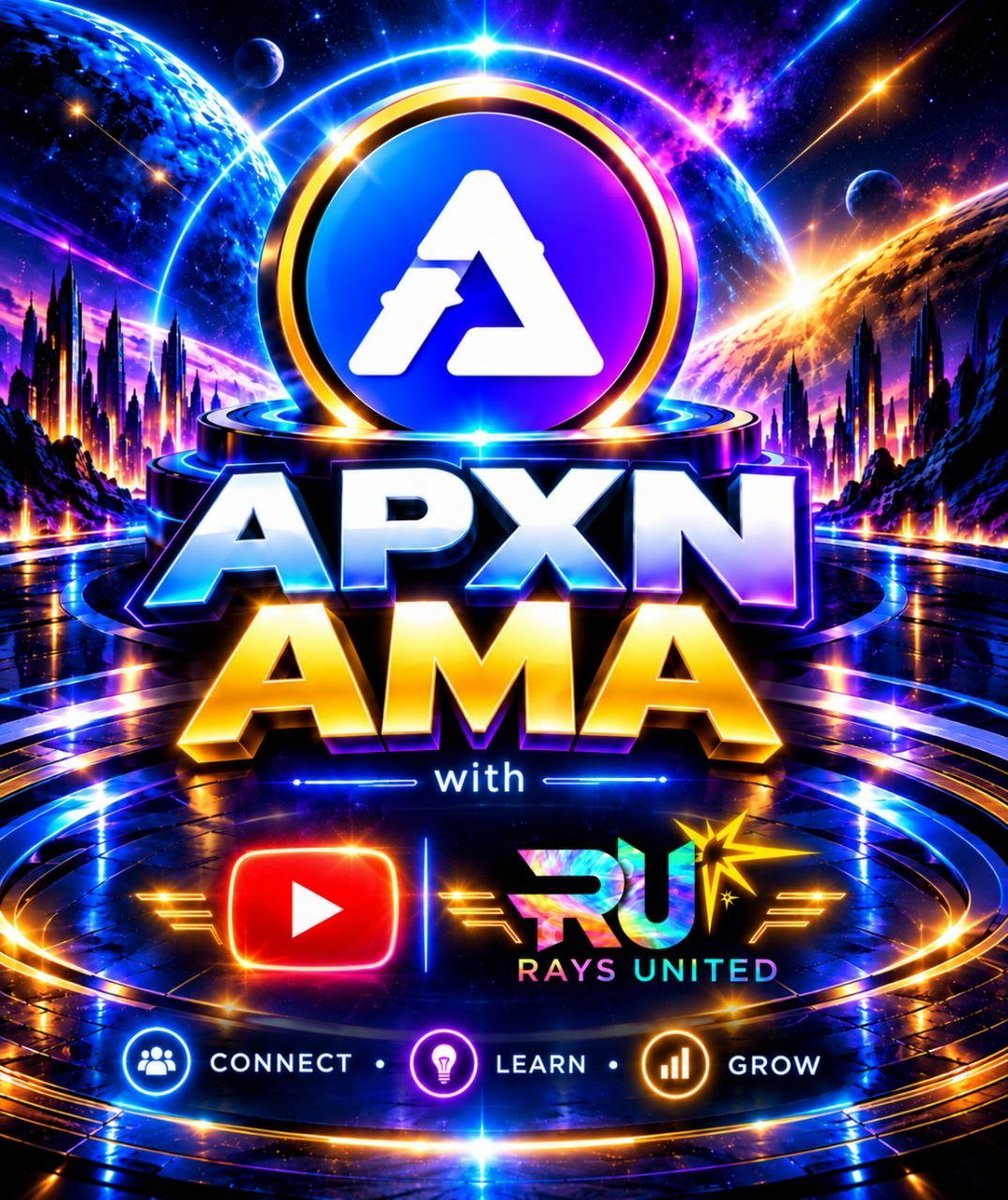 _raysunited's tweet photo. 🚨 DON’T FORGET THE AMA — APXN × RAYS UNITED 🚨

Great APXN Community 💙

Don’t forget our upcoming AMA and start preparing your questions for the project.

📅 Tuesday, 27 October 2026
⏰ 8:45 PM (UTC+1)
🎥 Hosted on RAYS UNITED YouTube

🔗 RAYS UNITED YouTube:
https://t.co/foa5MR7ucD

📢 Share the AMA date with your friends and communities, and help us make this event even bigger.

🎁 An announcement will be made for special AMA rewards and prizes very soon.

Prepare your questions, share the date, and join us live. 🚀

🚀 Join Apex Network on BSC and mine $APXN Points! Early pioneer welcome bonus active:
👇🏾👇🏾👇🏾👇🏾👇🏾👇🏾👇🏾👇🏾
https://t.co/FPO04apWf9

#APXN #ApexNetwork #AMA #RAYSUNITED