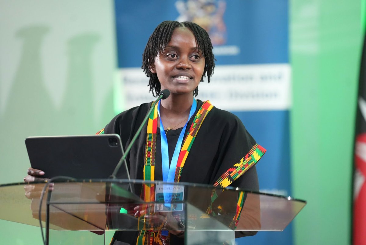 UONFST's tweet photo. @uonbi @UoNDVCRIE “Talent is not the problem here; access is.”  PhD student Gloria Katunge  called for stronger research infrastructure, travel grants and mentorship to help students compete globally. Her journey shows how one opportunity can open many doors. @uonbi https://t.co/Avym29QouM