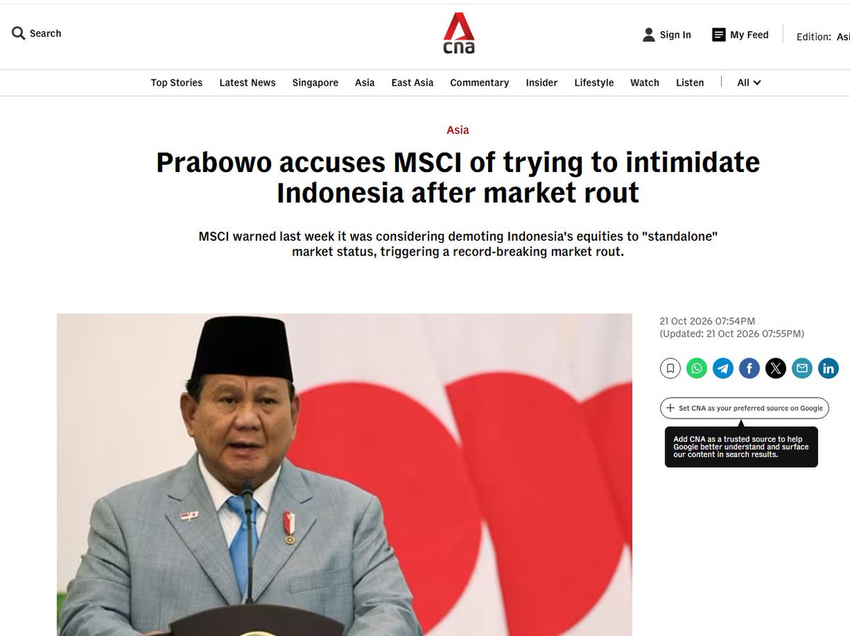 TradingDiary2's tweet photo. berita pernyataan Presiden Prabowo ke MSCI sudah mendunia guys dari tetangga dekat Malaysia sampai Prancis kita tunggu negara standalone MSCI lain seperti Rusia atau yg sedang disusahin MSCI seperti Turki https://t.co/VFSJWJNIJ3