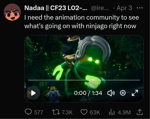 irestuff's tweet photo. "what was your biggest impact on the internet"

not sure, but this one reached people outside the fandom. majority didn't even know ninjago was still going, which is funny in itself https://t.co/9HaOcK38x9