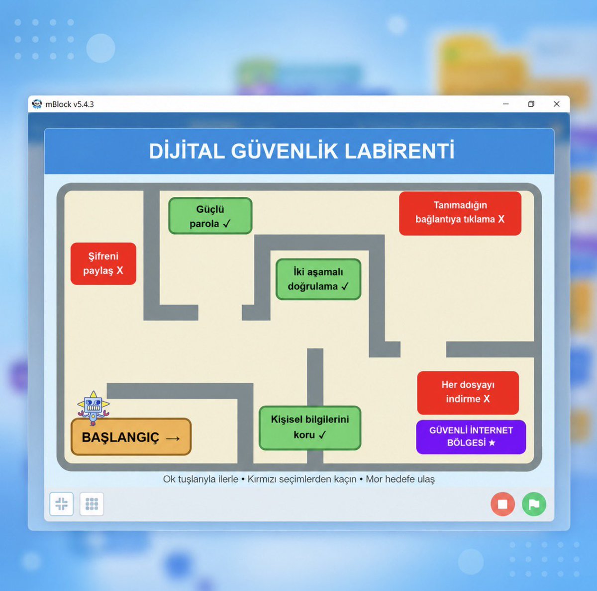 CatakOrtaokulu's tweet photo. 🚀 CodeWeek 2026: Oyna, Kodla, Üret!
Öğrencilerimiz mBlock ile “Dijital Güvenlik Labirenti” oyununu kodladı, test etti ve oynadı. 💻🎮
Etkinlikle blok tabanlı programlama becerileri ve dijital güvenlik farkındalıkları desteklendi. 🔐
🔑 OYNAKODLA67
#CodeWeek2026 @cevatcevik67 https://t.co/tRu6FdhKS4