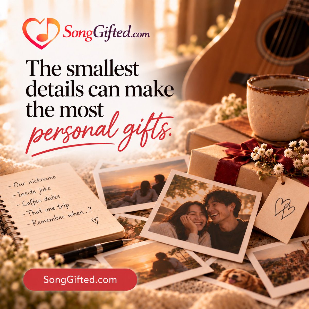 BooksToRead7's tweet photo. The smallest details can make the most personal gifts.

A nickname. An inside joke. A ridiculous story nobody else understands.

Those little things might be exactly what makes the song theirs.

https://t.co/WqQfaOAHvU

#songgifted #giftideas #customsong https://t.co/ziy4f0oxKA