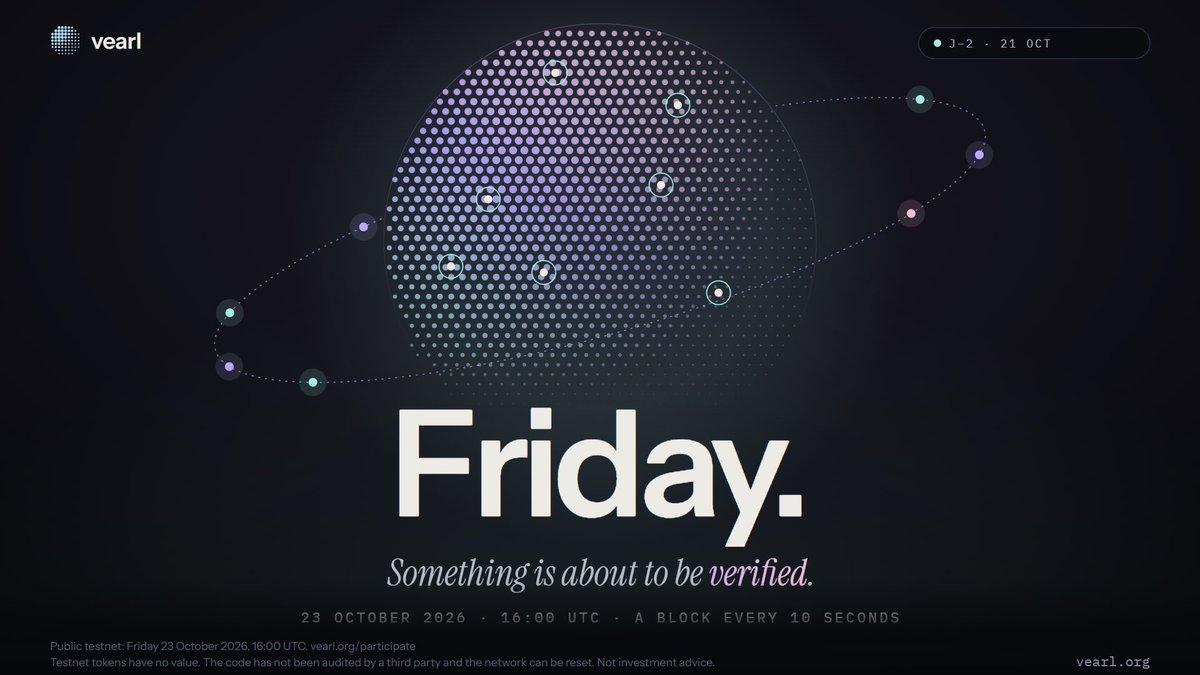 vearl_org's tweet photo. Friday.
Something is about to be verified.
23 October · 16:00 UTC https://t.co/wbB2RjhK4a
#vearl #gpumining #DePIN https://t.co/NMMIQ5tgiX