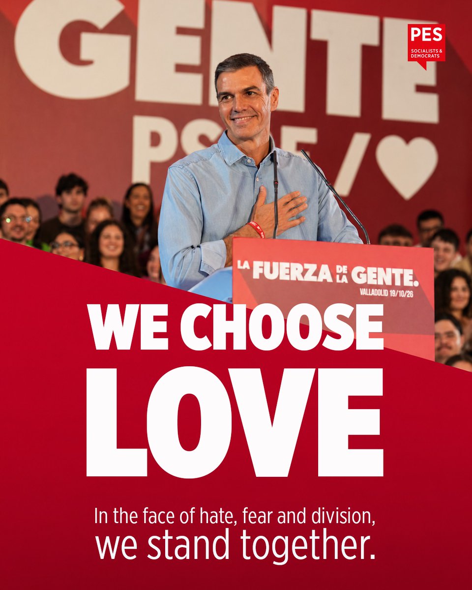 PES_PSE's tweet photo. In Madrid, the President of Argentina, Javier Milei, spreads lies and hatred against Pedro Sánchez and uses aggressive rhetoric against socialists, while praising his allies in Vox. This is shameful. The office he holds demands more dignity than that.

Political disagreement is no excuse for personal abuse or attacks on democratic legitimacy. Spain’s future is for its people to decide.

We stand with @sanchezcastejon and @PSOE. Our commitment to democracy, strong public services and social justice remains unwavering.