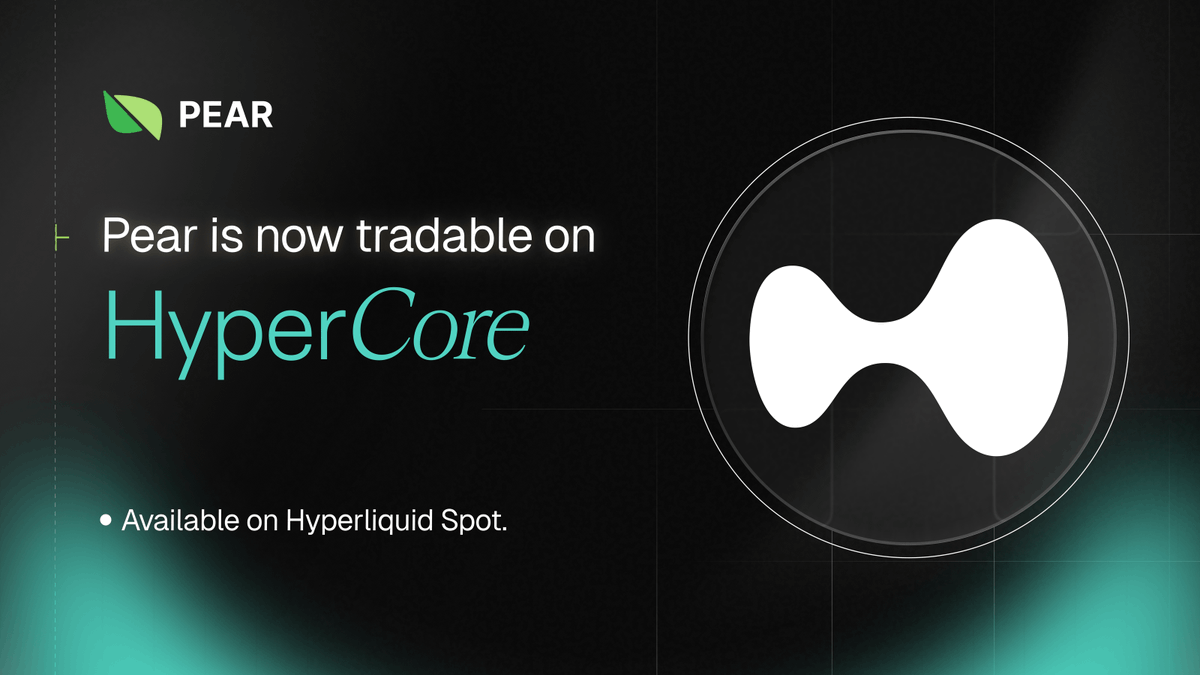 PearMarkets's tweet photo. $PEAR is now available for spot trading on @HyperliquidX. 

Trade it here: https://t.co/VRkLgbDOMP https://t.co/v9uoSqbaS1