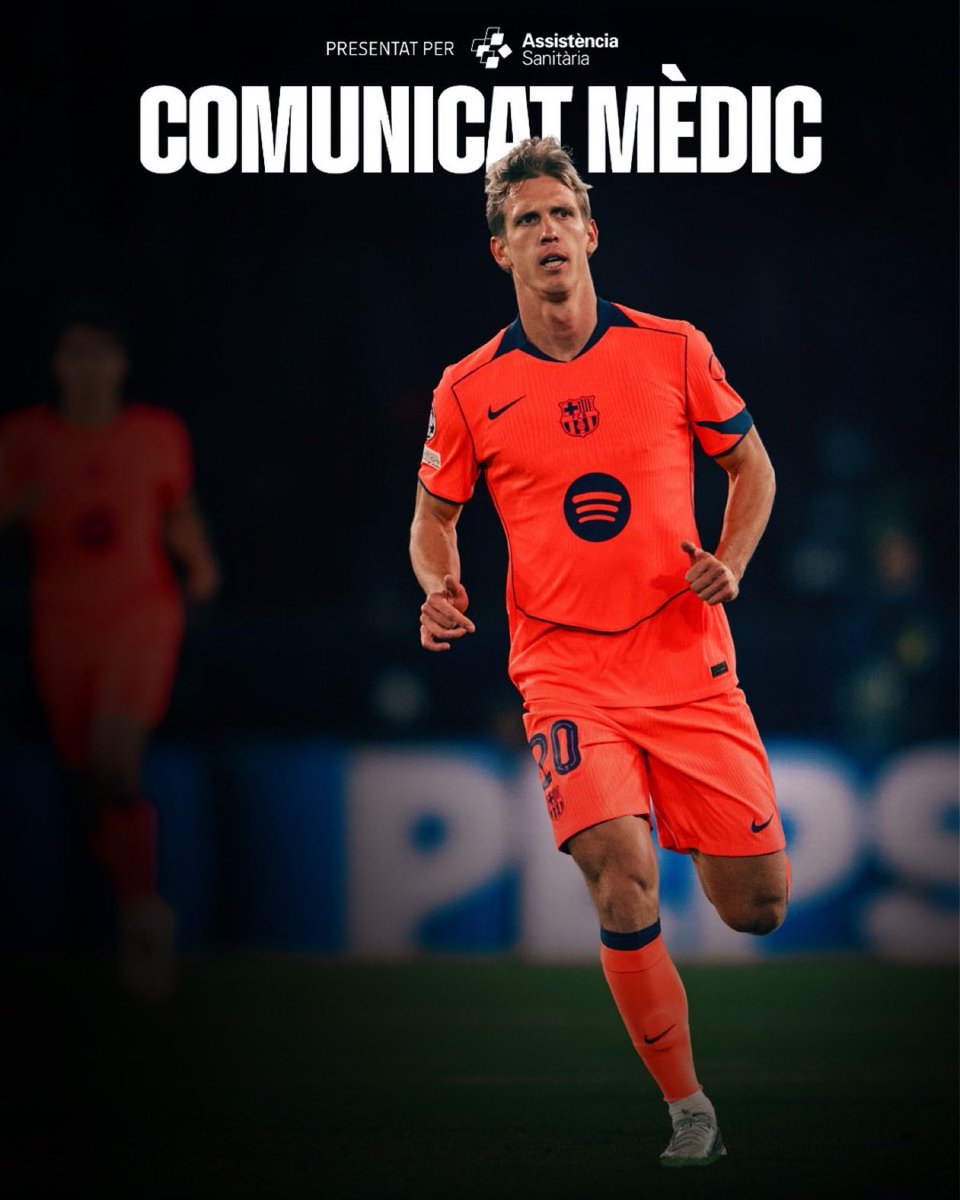 Nilsola10's tweet photo. 🔴🔵 Confirmada la lesió de Dani Olmo a l’abductor de la cama esquerre i que el mantindrà QUATRE SETMANES de baixa.

Se l’espera que, com Èric, després de l’aturada es reincorpori a l’equip. 

@QueThiJugues https://t.co/TlWQaNid7t