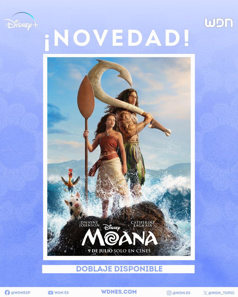 WDN_Topic's tweet photo. 🎙️ | Doblaje
La película live action de "Moana" ya se encuentra disponible en Disney Plus con su doblaje latino. #Doblaje #Moana #DisneyPlus https://t.co/rWm4BJ6IEP