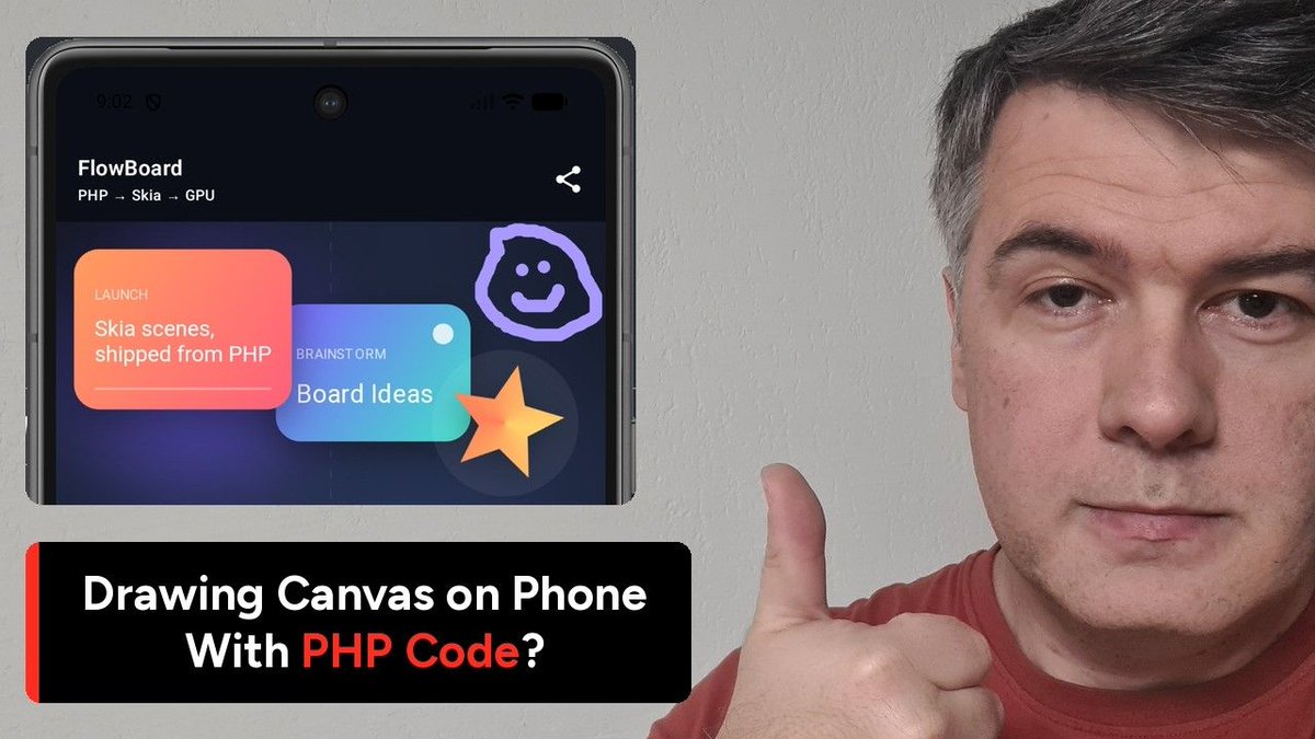 PovilasKorop's tweet photo. My new video on NativePHP Daily channel.

New @NativePHP Plugin Skia: Drawing Scenes for iOS/Android https://t.co/j4O2PE45Io

So you can draw shapes with animations on mobile screen, using just PHP/Blade code. https://t.co/eig6cg7utR