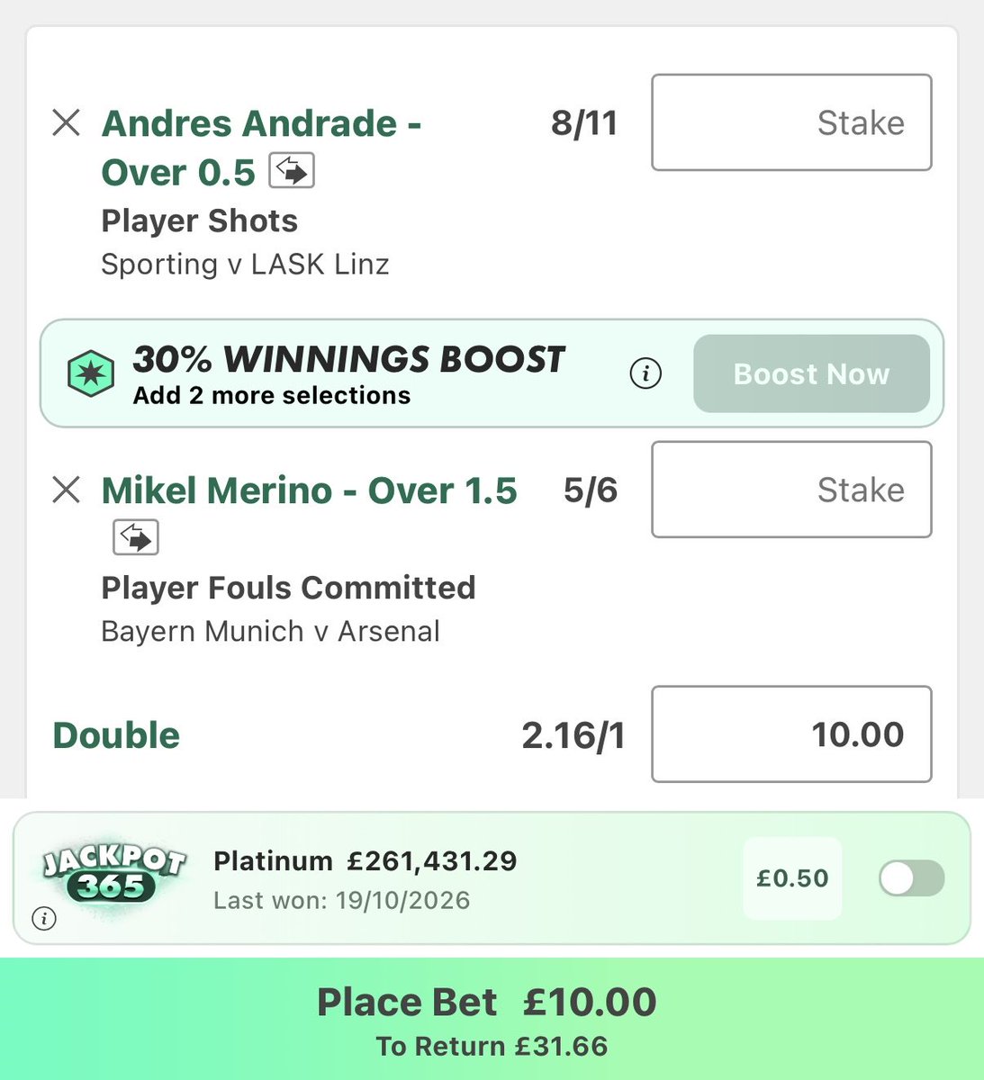 ThinkProfitBets's tweet photo. Sporting vs Lask 

Bayern Munich vs Arsenal 

Andres Andrade Shots: 
0, 0, 4, 3, 1, 4, 2, 6, 2, 1, 2, 2, 2

Averaging 2.17 P90✅

Merino Fouls: 
1, 4, 2, 3, 4, 1, 3, 2, 3 

Averaging 2.56 P90✅

No guarantee Merino starts but if not Bet365 will void that select and keep Andrade as a single what’s a very nice price 👊

@StatsHubCom 🤝

❤️Good luck❤️🤞