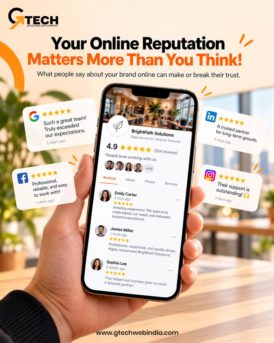 GtechWebIndia's tweet photo. 🌟 Your online reputation matters!

Build trust, manage reviews, and strengthen your brand image with Gtech Web India's ORM solutions. 🚀

👉 Turn feedback into growth!
📩 DM today!
🌐 https://t.co/BhcgQSjuLu

#orm #brandreputation #digitalmarketing #gtechwebindia https://t.co/7ksGmtxr0W