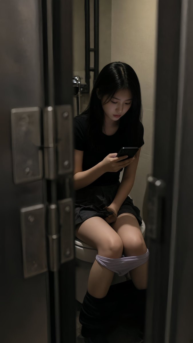 mxaitransfer's tweet photo. 再来一组偷感图。躲在门口偷偷窥视女生如厕，听尿液出来的声音，女生专注的看手机，还不知道她尿尿的所有样子已被人看在眼里。#AIart #aigirl #ai  #厕拍
无审链接请看置顶。 https://t.co/nckSJFhu8T