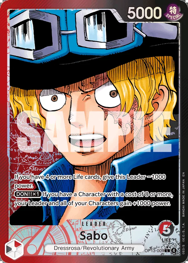 OptcgApps's tweet photo. @only_bluxi just went 13-0 on ranked with red/black sabo, through rocks, kaido, luffy &amp; ace and enel. his enel tip: develop loki, get them to 1 life and keep chaining luffy. sabo is not going anywhere #OP13 #OPTCG https://t.co/RaLbNPXYvP