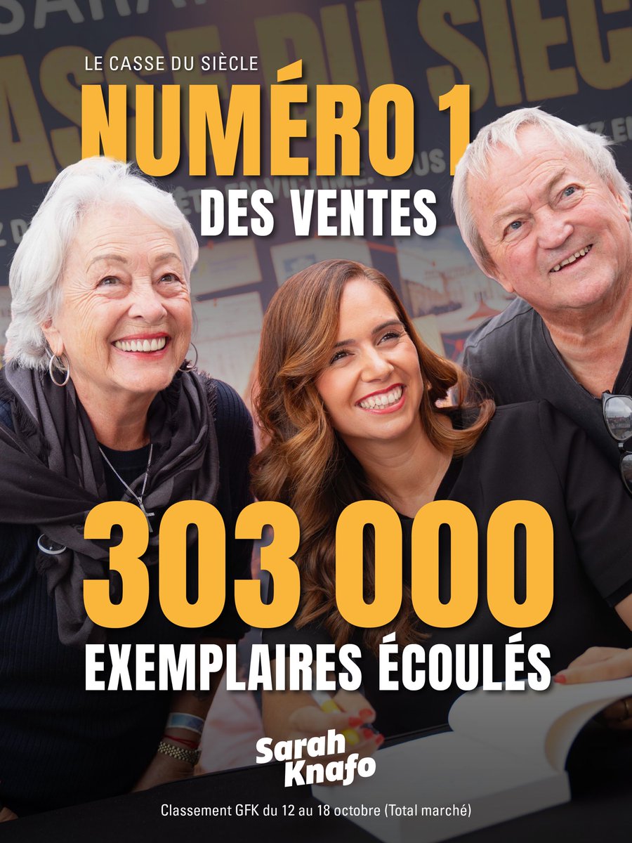knafo_sarah's tweet photo. 🏆 Après sept semaines, le Casse du siècle est toujours numéro 1 des ventes.

303 000 mercis ! C’est grâce à vous. ❤️ https://t.co/hdT9G4p0O6