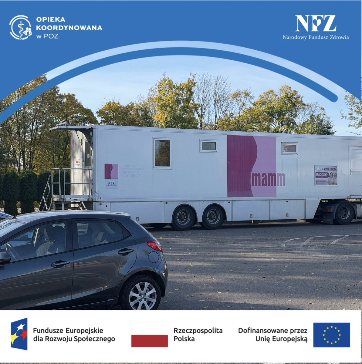 NFZ_Rzeszow's tweet photo. Pani Wanda właśnie za chwilę będzie miała wykonaną #mammografia. Wie, że to ważne gdyż w Jej rodzinie są przypadki nowotworu piersi.
#Mammobus czeka dziś w #Jedlicze tuż obok miasteczka zdrowia #PodkarpackiNFZ https://t.co/a8ZHDuWVnm