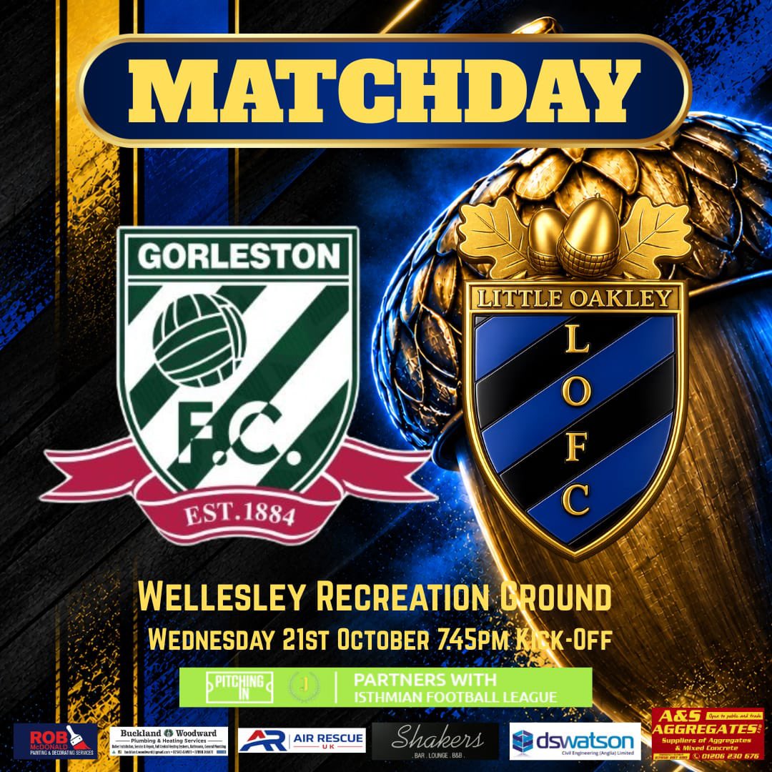 LittleOakleyFC's tweet photo. 𝐌𝐚𝐭𝐜𝐡𝐝𝐚𝐲 𝐈𝐧 𝐆𝐫𝐞𝐚𝐭 𝐘𝐚𝐫𝐦𝐨𝐮𝐭𝐡 🏝️ 

A Tricky Away Day For The Acorns Tonight As We Travel Up To Top Of The League Gorleston FC.

🆚 @gorlestonfc 
🏆 @IsthmianLeague North Division
🏟️ Wellesley Recreation Ground, NR30 1EF
⏱️ 19:45 KO
🎟️ Adults £10 / Concessions £6 / U18 £3

COYA ⚫️🌰🔵