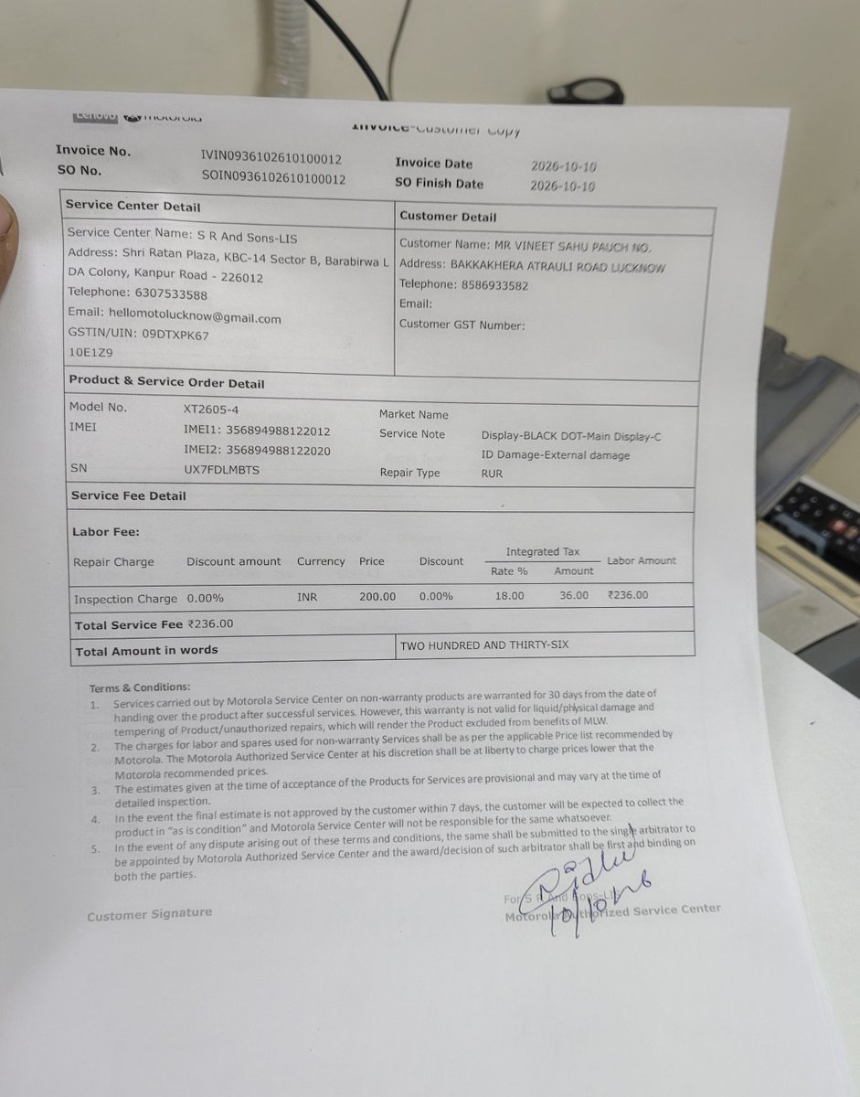 vsahulko's tweet photo. SHAME ON @Flipkart! Sold me pre-activated (June) defective phone on 10th Oct. Today team called &amp; flatly REFUSED refund. Asking me to pay from my pocket to fix seller's fraud unit! Open cheating of Rs 35,482. (1/2)
Order: OD338835380403616100
@FlipkartSupport @jagograhakjago https://t.co/QahoIa8U2s