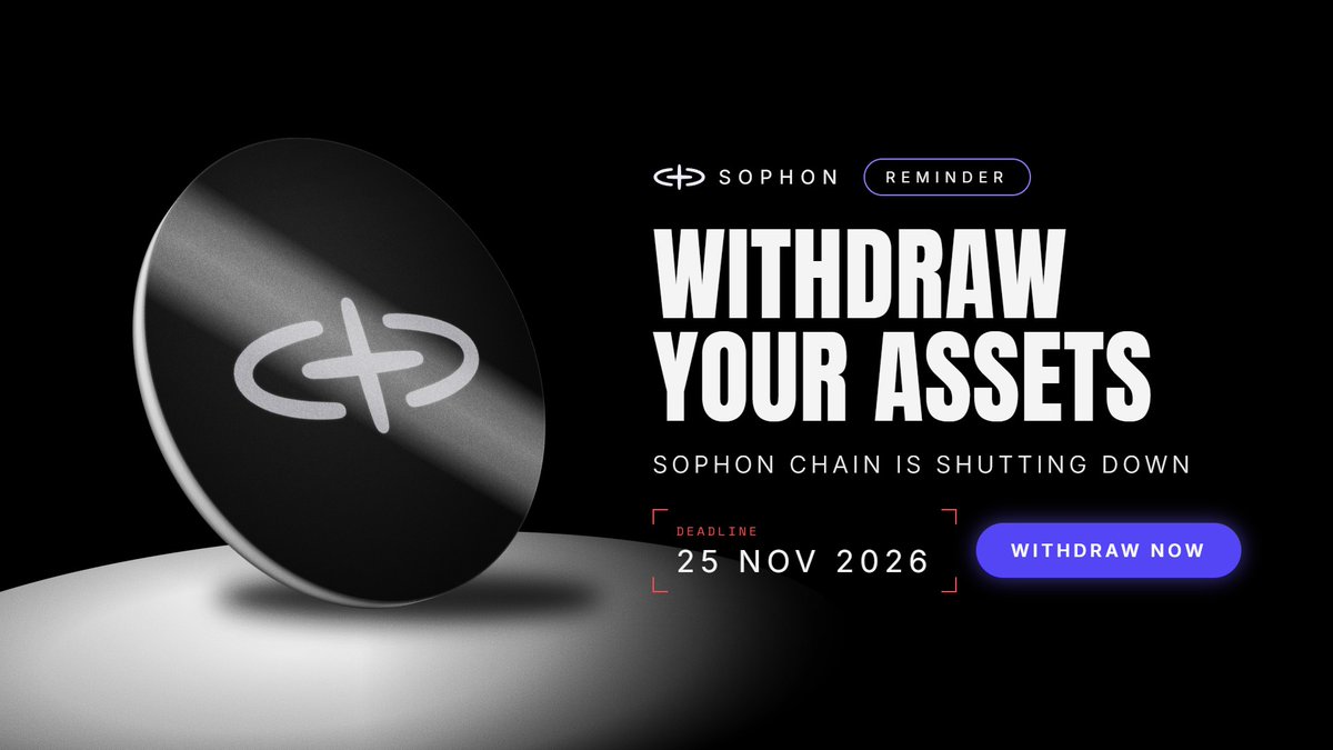 zentry's tweet photo. [🚨 REMINDER] Sophon Mainnet Sunset: 

Sophon has announced plans to shut down its Mainnet. 

If you hold assets on Sophon, including $ZENT and stZENT, withdraw and bridge them to Ethereum now.

Full details below 👇 https://t.co/iAJ7htHqNQ