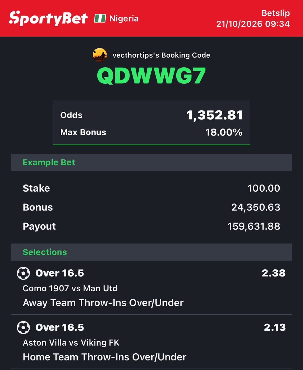 VecthorTips's tweet photo. QDWWG7
JZQNZF
YKQJ03
WRX60A
UVNLMH

https://t.co/qPfgvqIDq2
FT TEAMS THROW-INS OV https://t.co/6BG1ieumAe