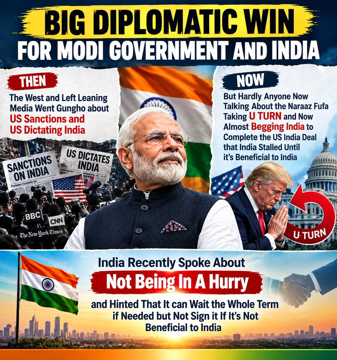 kumar3798's tweet photo. BIG DIPLOMATIC WIN FOR MODI AND INDIA 🎉🙌🇮🇳

MODI KNOWS HOW TO DEAL 🤝

From 100% US Sanctions on India to US Signing Waiver to Exclude India from Sanctions Under National Interest to US Pleading India to Sign the US India Deal.

The West and Left Leaning Media Went Gungho about US Sanctions and US Dictating India False News Few Months Ago

But Hardly Anyone Now Talking About the Naraaz Fufa Taking U TURN and Now Almost Begging India to Complete the US India Deal that India Stalled Until it's beneficial to India

India Recently Spoke About Not Being In A Hurry And Hinted That It can Wait the Whole Term if Needed but Not Sign it If It's Not Beneficial to India 

#IndiaUSDeal #ModiWins #IndiaFirst 

@narendramodi