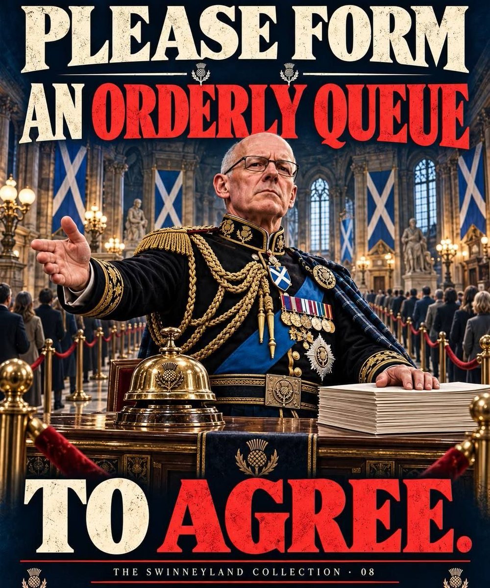 cikicikuboom's tweet photo. @theSNP @JohnSwinney Your voice matters.
Your opinion counts.
Your feedback is welcome.

Provided all three are “Yes, John.”

Please form an orderly queue to agree. 🫡

#Swinneyland #PoliticalSatire https://t.co/222urZFdjg