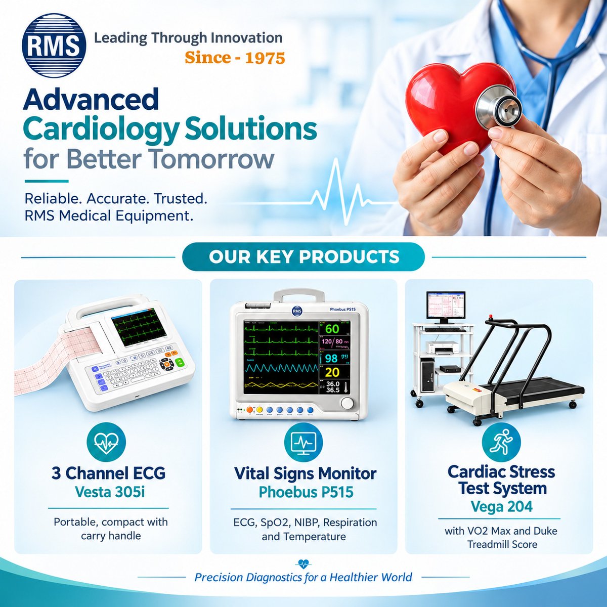 INDIA_RMS's tweet photo. Advanced #Cardiology Solutions for a Healthier Tomorrow!
• 3 #Channel #ECG – Vesta 305i
• #Vital Signs #Monitor – Phoebus P515
• #Cardiac #Stress #Test System – Vega 204
#MedicalEquipment #TMT #Treadmill #PatientMonitoring #stresstest #CardiacStressTest #MedicalDiagnostics https://t.co/WoqykcY81p