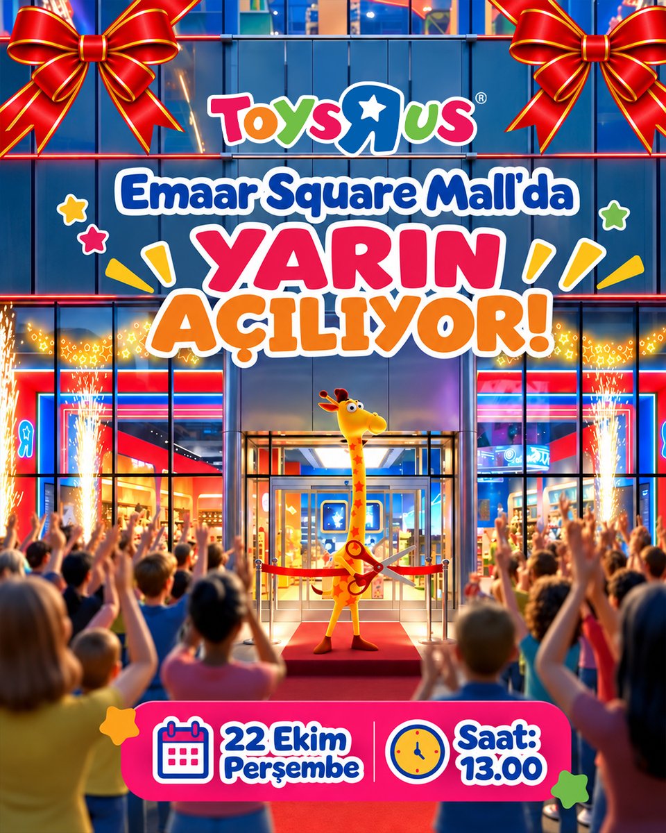 Toysrustrky's tweet photo. 🎉 Emaar Square Mall'da Eğlence Yarın Başlıyor! 🦒💙

Büyük açılışa sadece 1 gün kaldı!

Bu unutulmaz açılış heyecanında sen de yerini al! 🎈

📍 Emaar Square Mall
📅 22 Ekim Perşembe
🕐 Saat: 13.00

#ToysRUsTürkiye #EmaarSquareMall #GrandOpening #EğlenceBaşlıyor #ToysRUs https://t.co/M7oVpmzA16