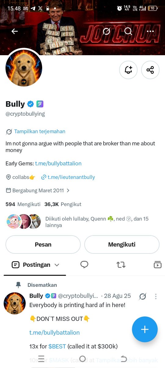 indahmatch's tweet photo. @DeFiRobinVerse @cryptobullying done https://t.co/zICENj8FSK