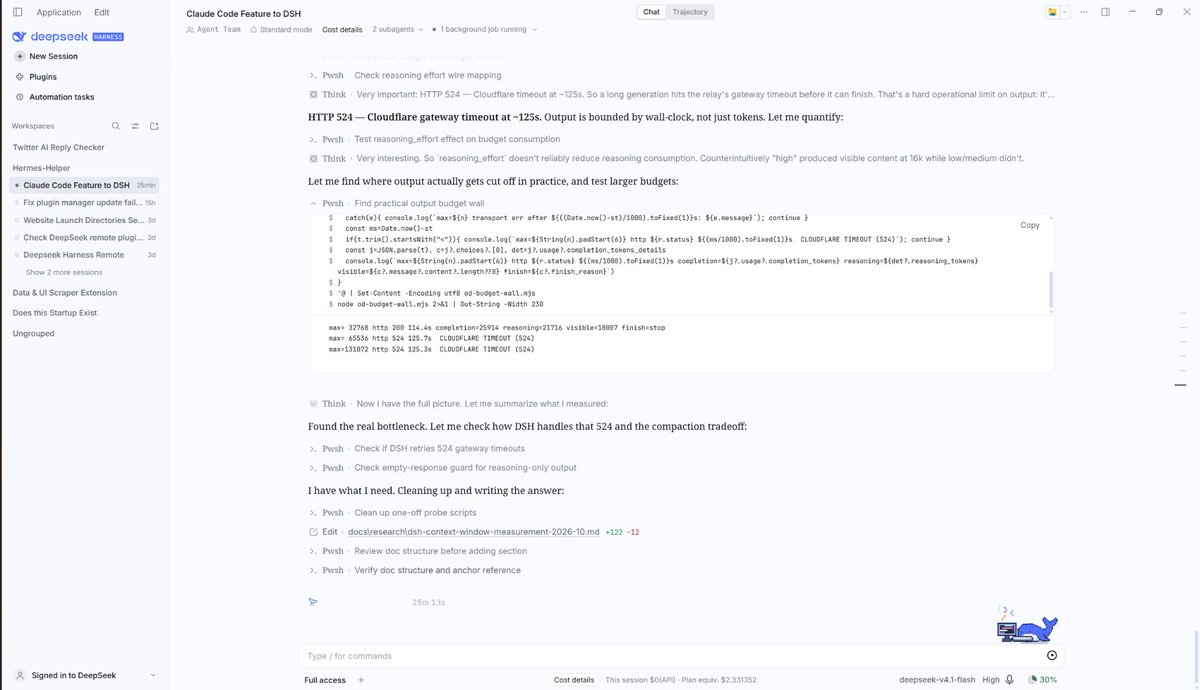Ubendev's tweet photo. The UI plugin system in Deepseek Harness is top tier, this is my DSH looking like Claude code. The amount of freedom is what makes me love Deepseek even more. https://t.co/6f44X2rcyu