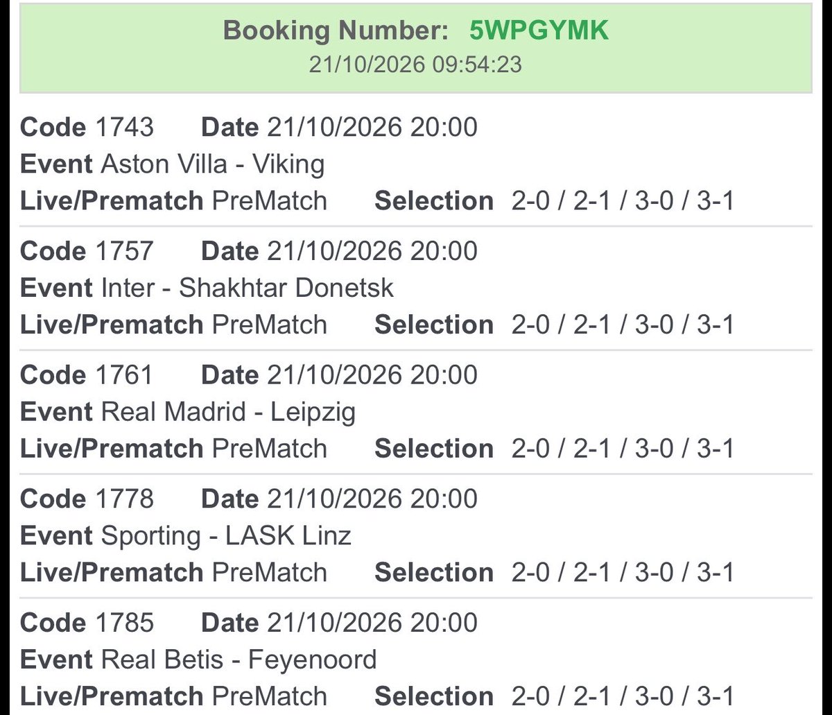 VecthorTips's tweet photo. MULTI CORRECT SCORE

5WPGYMK
5WPH36H

#Bet9jaCode 
#Bet9jaCode https://t.co/ciRwvMGUDN