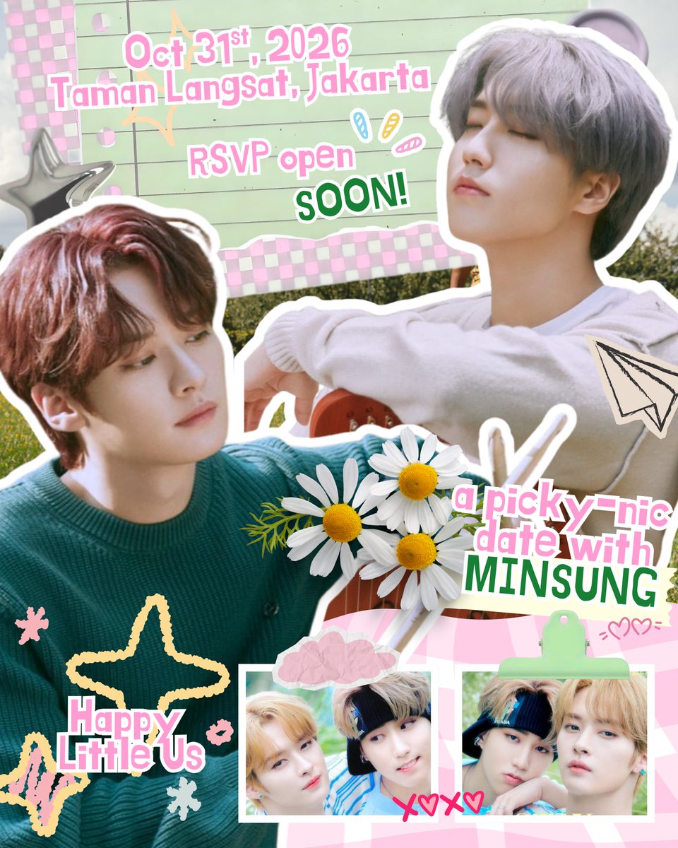 datewithmiso's tweet photo. ⟢ 𝐏𝐈𝐂𝐊𝐘-𝐍𝐈𝐂 𝐃𝐀𝐓𝐄 ⋆.˚໑ ݁༝ ۫ ׅ
with 𑣲⋆𝓶𝓲𝓷𝓼𝓾𝓷𝓰★࿐࿔

🗓️: Oct 31st, 2026
📍: Taman Langsat, Jakarta

RSVP open 𝙎𝙊𝙊𝙉💞
𝘴𝘵𝘢𝘺 𝘵𝘶𝘯𝘦𝘥!

#HappyLittleUs
#PickynicDateWithMinsung 
#MinsungDate #Leeknow #Han https://t.co/KIgPugxcLI