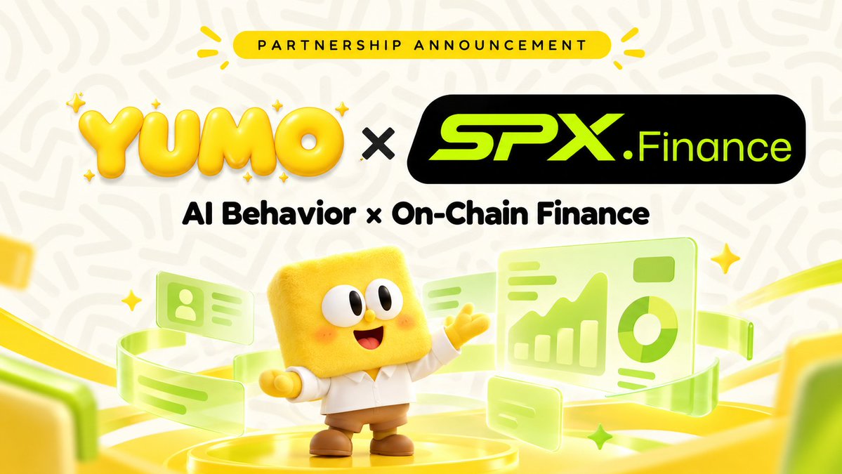 YumoAI_official's tweet photo. 🤝 YUMO × SPX Finance

We're excited to partner with @SPX_Finance!

YUMO brings AI-powered behavioral insights and dynamic personas. SPX focuses on stock tokenization and DeFi.

Stay tuned for community updates as we explore new possibilities together.

#YUMO #SPX https://t.co/7Quj1lrYJn