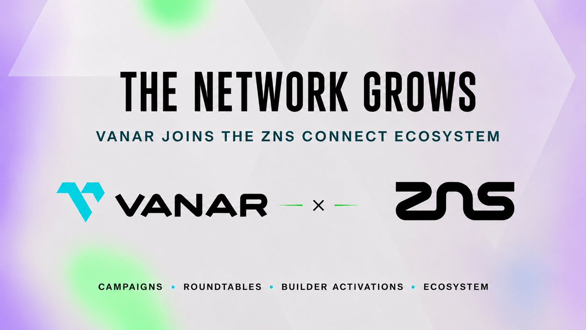Vanarchain's tweet photo. 🤝 Vanar × @ZNSConnect 

AI Organisations need identity, discoverability, and ways to connect across ecosystems.
That is where Vanar and ZNS Connect align.

ZNS Connect is building Web3 identity infrastructure across 50+ blockchains, with 103K monthly active users, 280K+ registered domains, and $900K+ in protocol revenue.

Together, we’ll explore how AI Organisations can leverage decentralized identity, domain infrastructure, and cross-chain engagement.

The next wave is not just about launching AI Organisations.

It is about giving them an identity and the infrastructure to grow.

A lot to build together.