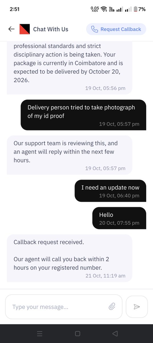 TheOneOptimus's tweet photo. @help_delhivery @delhivery Do you even have some professional ethics? I am trying to reach your customer care and you couldn't care the least to even hear my query. If you can't satisfy your customer just lock up your company 🙏🏼 

@nch1915 https://t.co/IKVjTf0r5Y