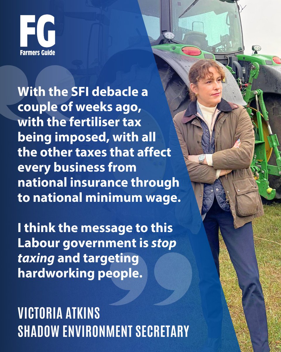 FarmersGuide's tweet photo. Ahead of next week’s Budget, Shadow DEFRA secretary @VictoriaAtkins has urged government to lower taxes on businesses 📉

Ms Atkins told Farmers Guide that difficult choices had to be made on spending to get a grip on the nation's finances and ease the heavy tax burden on all businesses.

Stay informed on the political decisions shaping British farming ➡️ https://t.co/f326SYQ3gB

#FarmersGuide #UKFarming #DEFRA #AxeTheTax #SFI @DefraGovUK @Conservatives @UKLabour