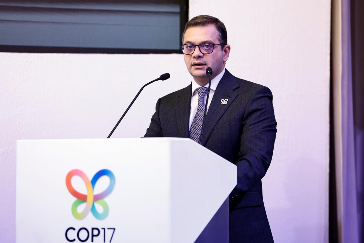 COP17_Arm2026's tweet photo. 🖇 Rio Synergies: From Collaboration to Action 
Convened by the Armenian COP17 Presidency, the session introduced the proposed Joint Declaration and aimed to build understanding and political support ahead of its planned endorsement by the Presidencies of the Rio Conventions on 28 October. 

The Declaration seeks to accelerate implementation of the Kunming–Montreal Global Biodiversity Framework through enhanced cooperation that also advances climate and land-related objectives. 

Three discussions connected institutional progress, practical implementation, and political leadership, exploring how the Declaration can help translate shared priorities into concrete action. 

#COP17Armenia #BiodiversityAction #ForAction
