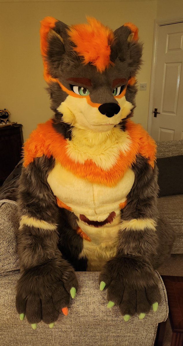 Dougiewulf's tweet photo. Got any treats? ☺️
📸 @CormackWolf 
🪡 @furmony 
#fursuiteveryday https://t.co/ukLsa92dOE