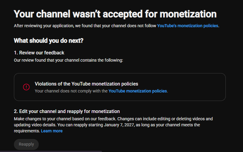 Mayurcraft12's tweet photo. hi @TeamYouTube 

I am trying to monetize my channel since last almost 1 year. And I’ve been rejected for monetization 4 times. And I know that there is no such issue on my channel that would violate your policies. 
Please help me. @YouTube 

https://t.co/h8OUw9WMO8 https://t.co/SU3pWL6sZW