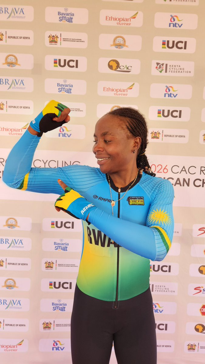 cyclingrwanda's tweet photo. 2026 CAC Road Cycling African Championships

Ingabire Diane won the Gold medal in the Women Elite Individual Time Trial at the CAC Road Cycling African Championships.

#Rwanda #Cycling #AfroRoadChamps202 https://t.co/nIMCn1I4Ty