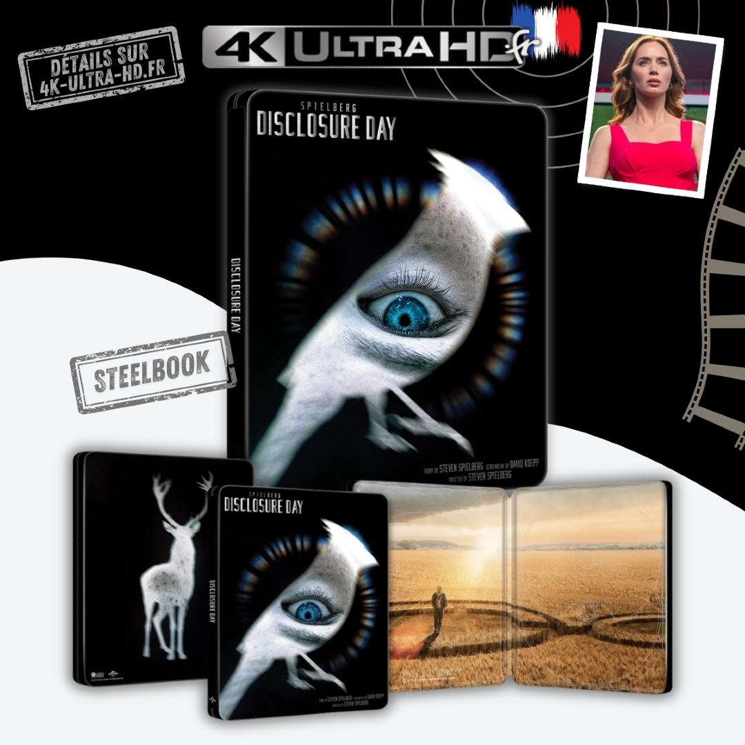 4KultrahdFR's tweet photo. ✅ C’est maintenant (rappel) – « 𝗗𝗜𝗦𝗖𝗟𝗢𝗦𝗨𝗥𝗘 𝗗𝗔𝗬 » 4K 🇫🇷
🛒 Voir les offres ➡ https://t.co/eFWYWU6ic4
💵 de 29,99€ à 34,99€
📀 Édition SteelBook — sortie le 21 octobre 2026
🎬 Steven Spielberg (2026), avec Josh O'Connor et Emily Blunt
#DisclosureDay #4KUltraHD #4KultrahdFR