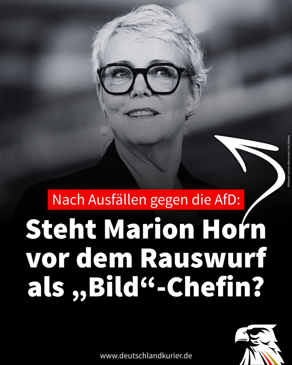 Deu_Kurier's tweet photo. Nach Ausfällen gegen die AfD: Steht Marion Horn vor dem Rauswurf als „Bild“-Chefin?

Auf den Fluren des Axel-Springer-Verlags brodelt es heftig. Laut Verlags-Insidern verdichten sich die Anzeichen für eine unmittelbar bevorstehende Ablösung von Marion Horn als Vorsitzende der „Bild“-Chefredaktion. Nach ihren Ausfällen gegen die @AfD („Fuck AfD“) und dem indirekten Eingeständnis, sich zur Handlangerin der Regierungspropaganda gemacht zu haben, gilt Horn intern als kaum noch tragbar. Verlagschef Mathias Döpfner soll toben. Offenbar hagelt es bei Springer massive Abo-Kündigungen.

Auslöser ist ein (autorisiertes) Interview Horns mit dem Branchenmagazin „kress“. Darin brüstete sich die „Bild“-Chefredakteuse damit, dass in ihrem Büro ein Poster hänge, auf dem ein Sportflugzeug das Banner „Fuck AfD“ hinter sich herziehe: „Das ist meine Haltung.“

Zudem erklärte Horn, die als große Verehrerin der Masseneinwanderungskanzlerin Angela Merkel (CDU) gilt, sie würde sich niemals mit @Alice_Weidel (AfD) fotografieren lassen. Sie behauptete allen Ernstes, der Anteil der AfD-Wähler unter den Lesern bzw. Usern der „Bild“-Formate (Print und digital) liege „deutlich unter zehn Prozent“.

Hilfloses Rumgeeiere

Als das laut Horn eigentlich nur für die Branche gedachte Interview breite Wellen schlug, eierte die „Bild“-Chefin hilflos rum und redete sich immer tiefer in die sprichwörtliche Sch…..!

Horn behauptete plötzlich, der Spruch sei „dumm“ gewesen und sie habe sich vom Interviewer Markus Wiegand „provozieren“ lassen. Wiegand widersprach dieser Darstellung umgehend. Fakt ist: Das Interview wurde vor dem Druck wortgenau von Horn selbst und der Springer-PR-Abteilung ordnungsgemäß autorisiert. Von einer spontanen „Provokation“ kann also in keinster Weise die Rede sein.

Das Beste: Horn gab zu, in ihrem Büro hänge besagtes Anti-AfD- Poster gar nicht. Weil es das nicht gebe. Offenbar gibt es nur ein kleineres Foto, worauf „Scheiß AfD“ stehen soll.

Eilig schob Horn nach, sie wähle „auch die Grünen nicht und die Linke auch nicht“ – womit sie implizit zu erkennen gab, sie wähle entweder CDU oder SPD. Peinlicher geht’s nimmer: Als ob irgendjemanden interessiert oder interessieren sollte, was die „Bild“-Chefin wählt!

Vorgänger Reichelt rechnet mit Horn ab

Ex-„Bild“-Chef Julian Reichelt zerpflückte seine Nach-Nachfolgerin Horn im NIUS-TV gnadenlos: Reichelt zeigte sich fassungslos darüber, dass die Chefredakteurin der größten deutschen Boulevardzeitung eine Kampfparole der sogenannten „Antifa“ übernehme. Er bezeichnete Horns Aussagen als eine „selbstmörderische Äußerung für die Marke Bild“.

Reichelt nahm zudem Horns krude Leserstatistik in Bezug auf Parteipräferenzen genüsslich auseinander. Demnach müsste die CDU etwa doppelt so viele und die SPD dreimal so viele Wähler haben, wie beide tatsächlich haben.

FAZIT: Horn hat Millionen ihrer Leser vor allem in Ostdeutschland vor den Kopf gestoßen. Im Berliner Springer-Tower heißt es hinter vorgehaltener Hand, Horns Tage an der Spitze von „Bild“ seien gezählt. Der Vorstand verzeihe vieles – aber nicht, wenn die Marke „Bild“, die trotz galoppierenden Auflagenschwindsucht der Print-Ausgabe noch immer die Cash-Cow des Verlages ist, durch handwerkliche Fehler beschädigt werde.