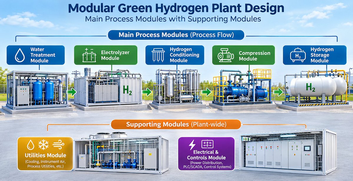 RishabhEng's tweet photo. #NewBlogAlert
Explore how modular green hydrogen plant design integrates process systems, piping, equipment, and safety considerations.

Learn More:https://t.co/gjeNDnEGIg 

#GreenHydrogen #HydrogenEngineering #ModularPlantDesign #ProcessEngineering #EngineeringDesign https://t.co/sRW8385mbH