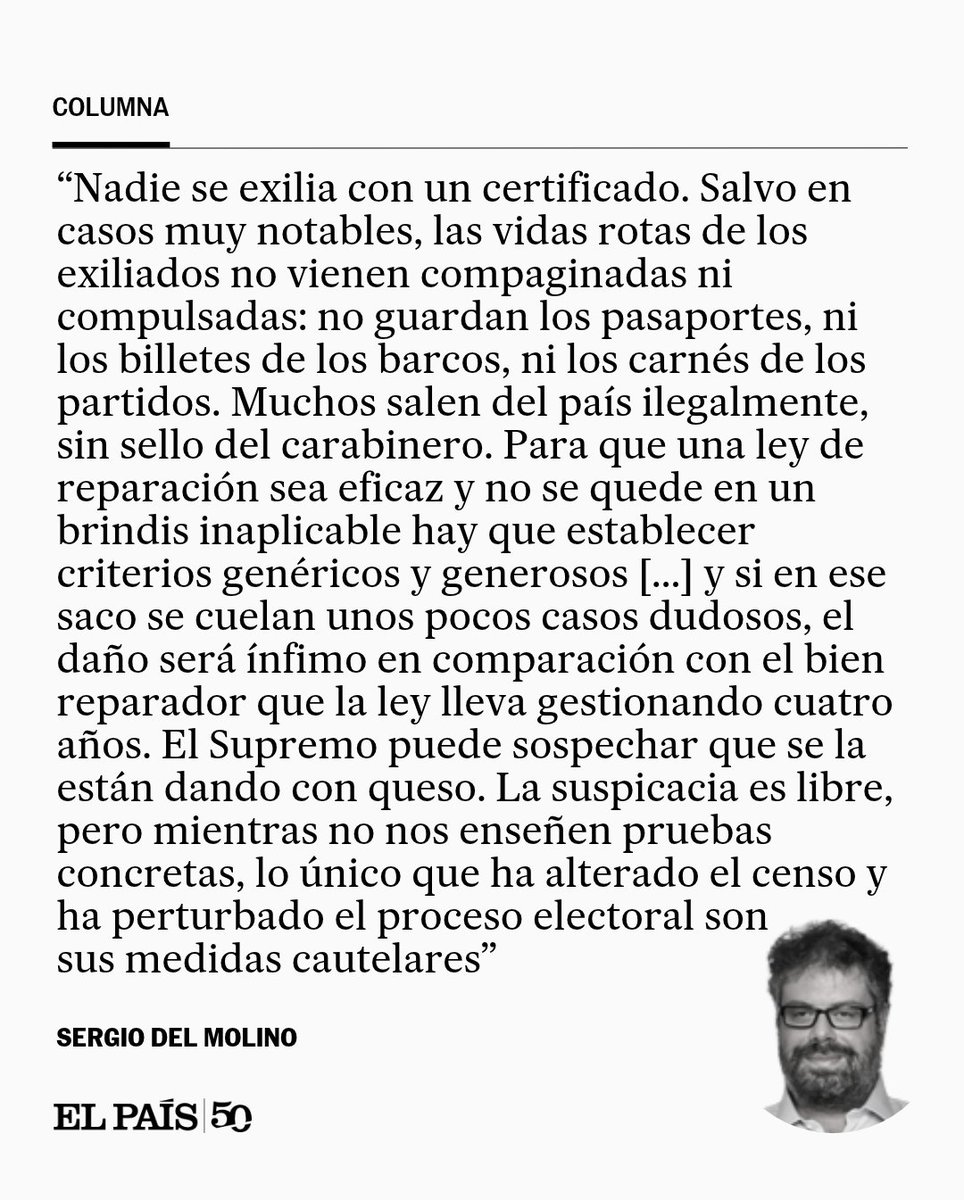 el_pais's tweet photo. Columna | "Nadie se exilia con un certificado. Las vidas rotas de los exiliados no vienen compaginadas ni compulsadas", por Sergio del Molino https://t.co/HUoq0iAKQt https://t.co/tU0qDq4pPZ